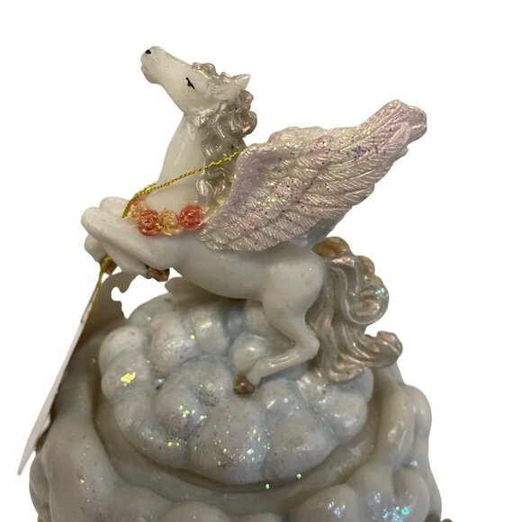 Vintage Pegasus Unicorn Animated Musical Figurine Wind-Up Music Box Ceramic & - Picture 6 of 12